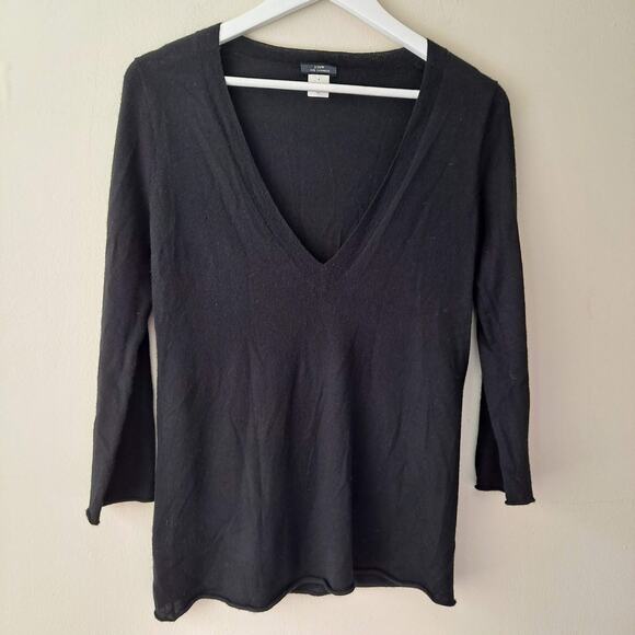 J. Crew Black V-neck 100% Cashmere Long Sleeve Sweater - S - Picture 5 of 11